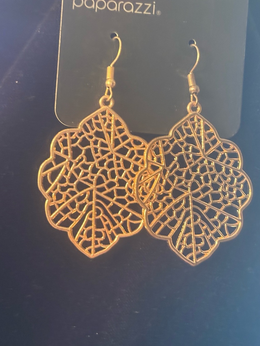 Paparazzi Gold Filigree Leaf Drop Earrings - Gold
